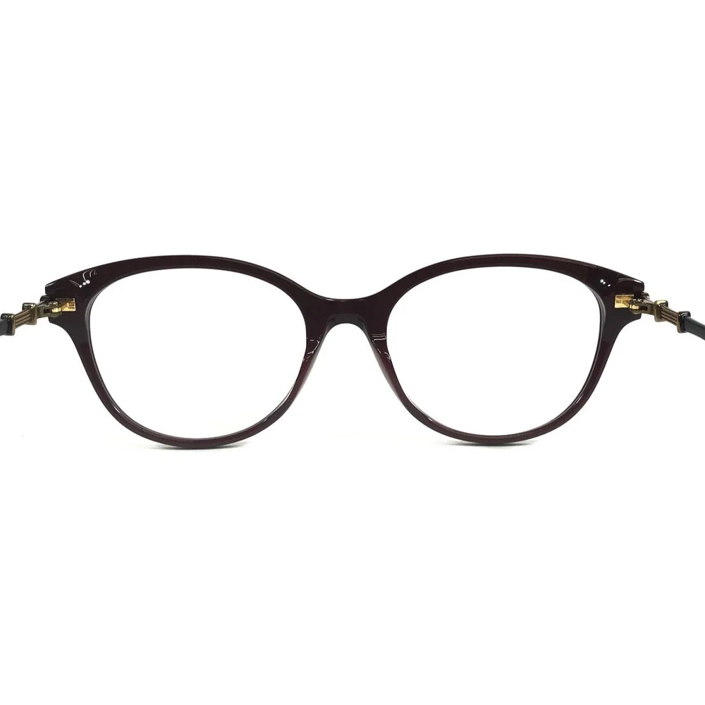 Gucci Eyeglasses Frames GG0656O 004 Shiny Burgundy Antique Gold Bamboo 53-19-140